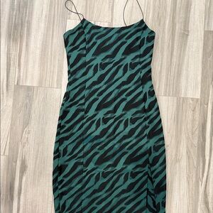 BEC & BRIDGE midi green zebra dress
